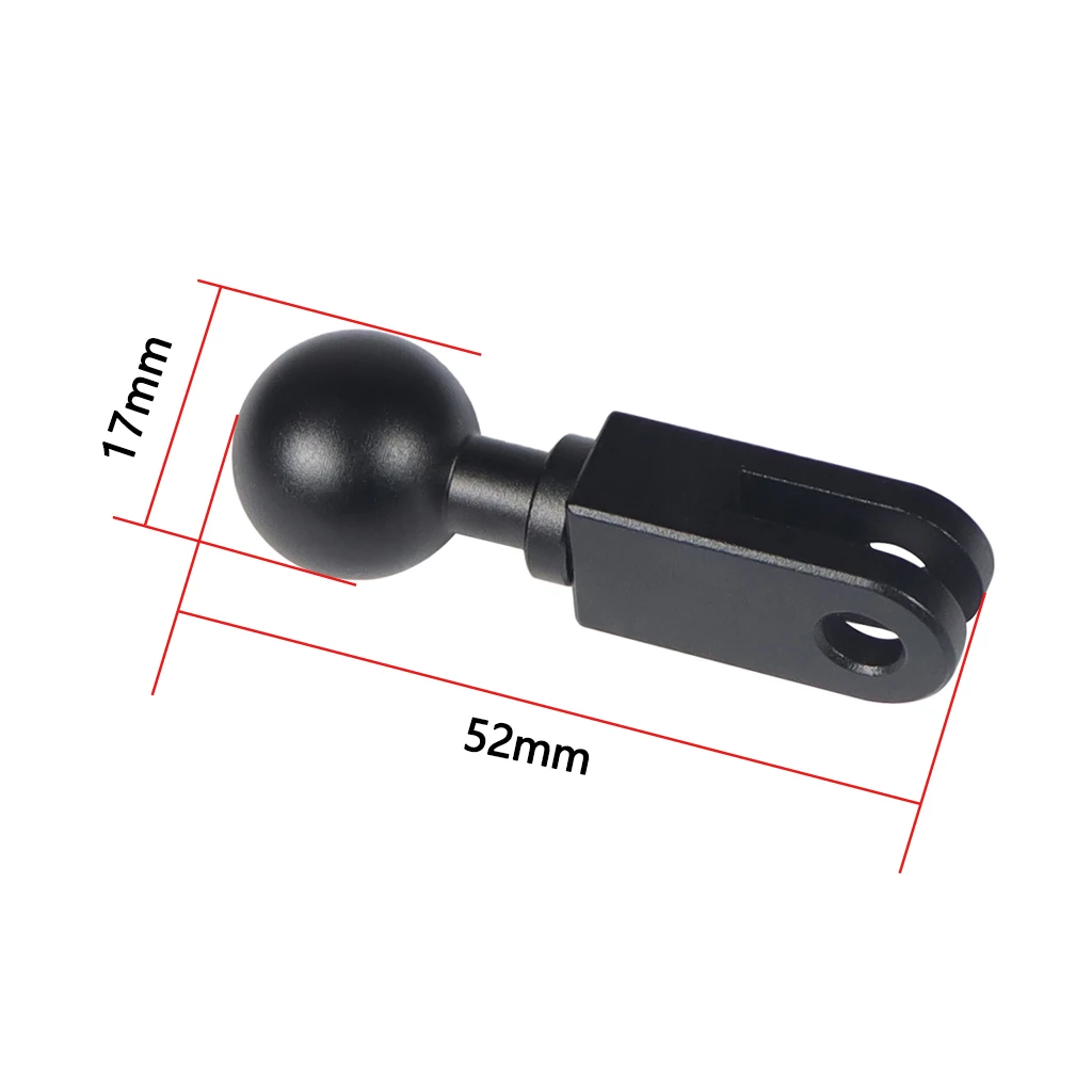 Adattatore A Testa Sfera In Lega Di Alluminio 17 Mm Con Clip E Vite 1/4” – Supporto Per GoPro, Fotocamera E Smartphone – Rotazione 360°