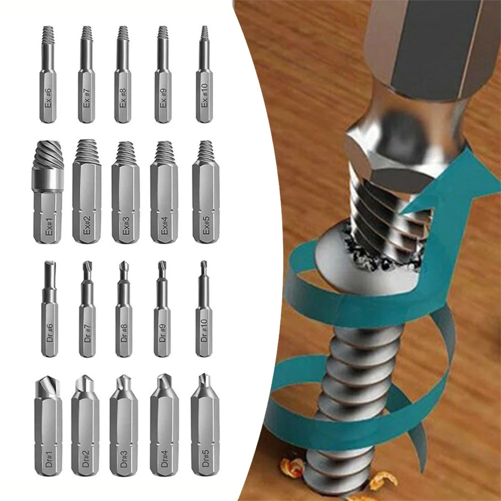 10Pcs 4/6.35mm Damaged Screw Extractor Drill Bit Set Stripped Screw Extractor Kit For Hexagon Screws Broken Bolt Extractor