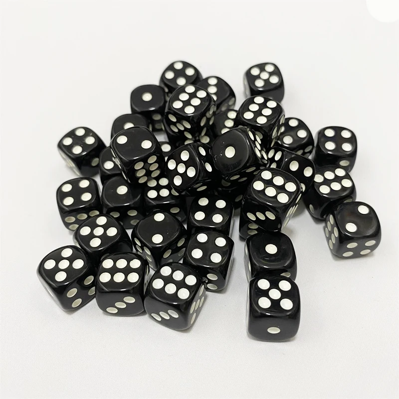 10Pieces/Lot 12mm Transparent Acrylic 6 Sided D6 Point Dice With Round angle Dice Club/Party/Family Board Games