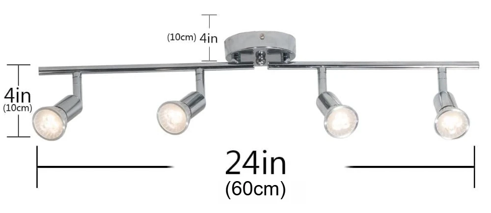 Modern 4-Light Track Lighting Kit Flush Mount Ceiling Light Fixture LED Ceiling Spot Lights with Chrome Rotatable Light Head