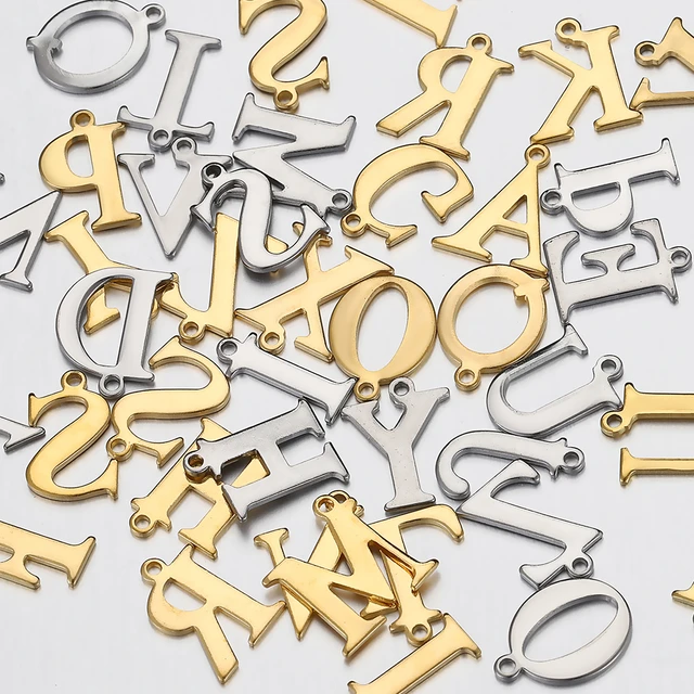 100pcs Mixed Stainless Steel Gold Tiny Letter Initial Charms Alphabet Beads  Pendants for Bracelet Necklace Making - AliExpress