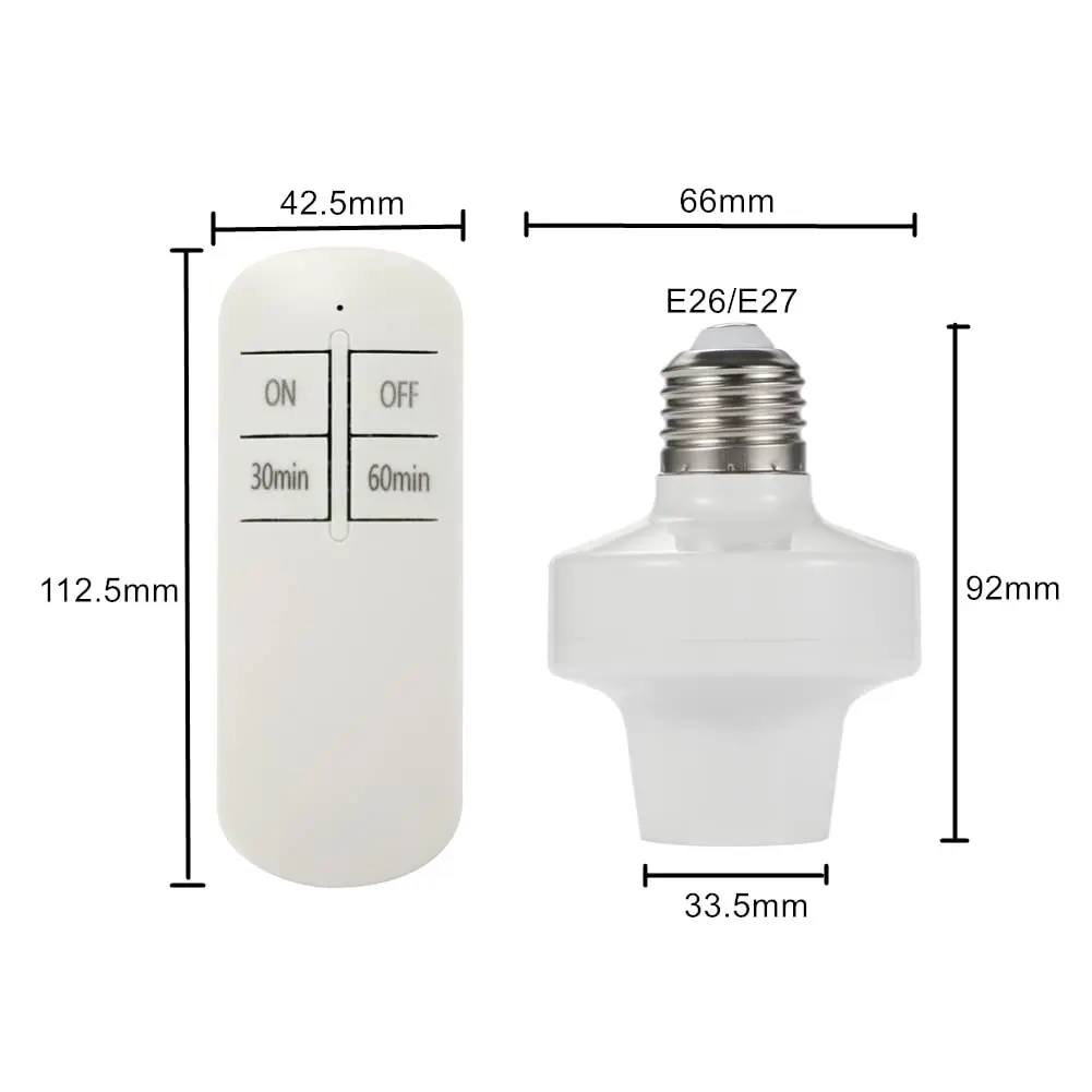 Remote Control Light Socket, 30/60mins Timing Screw in E26/E27