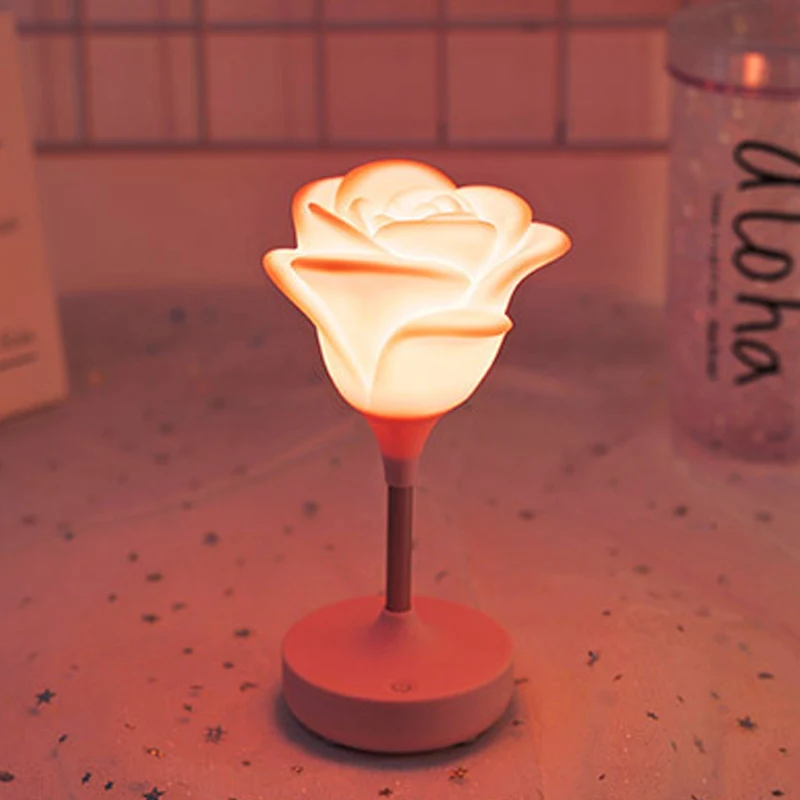 

Touch Rose USB Night Light Creative Gift Bedroom Silicone LED Romantic Atmosphere Confession Charging Eye Protection Table Lamp