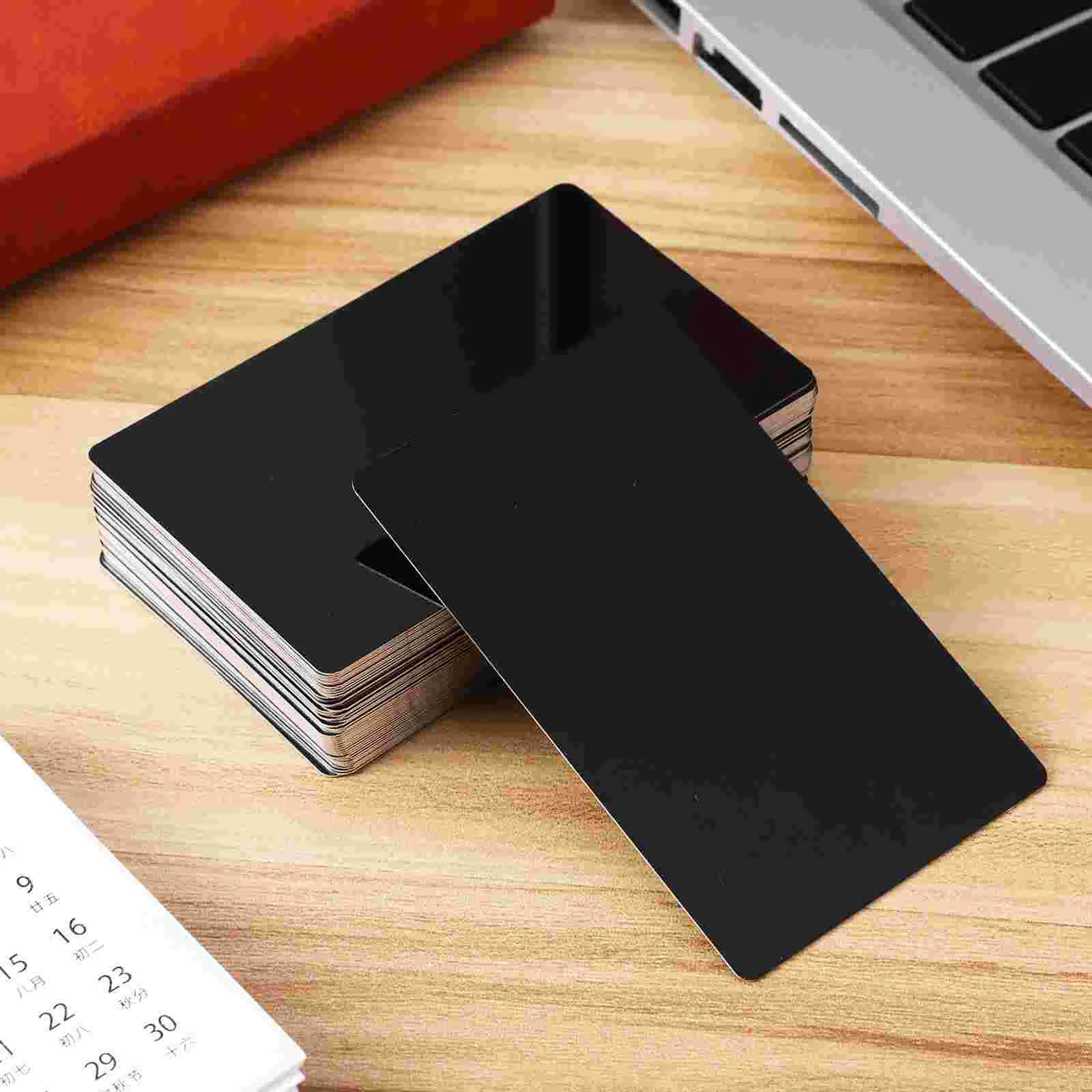 86x54x0.45mm Black Aluminum Metal Engraving Business Cards Custom Nameplates Marking  Blank Metal Cards Diy Engraved Plates 