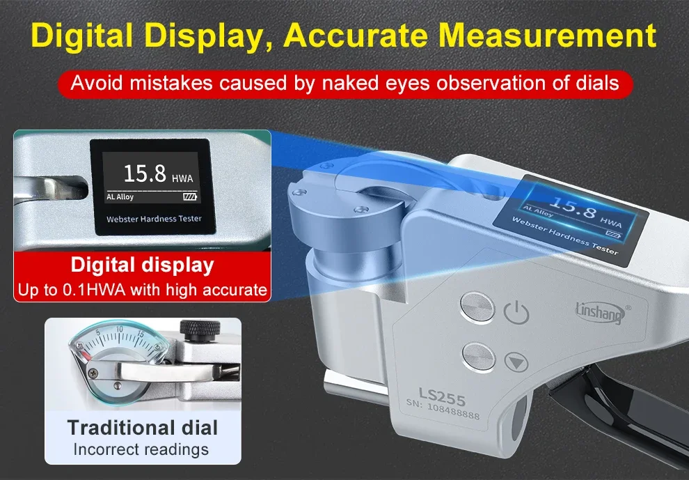 Digital Webster Hardness Tester 0.6mm-8mm Portable Metal Webster Aluminum Alloy