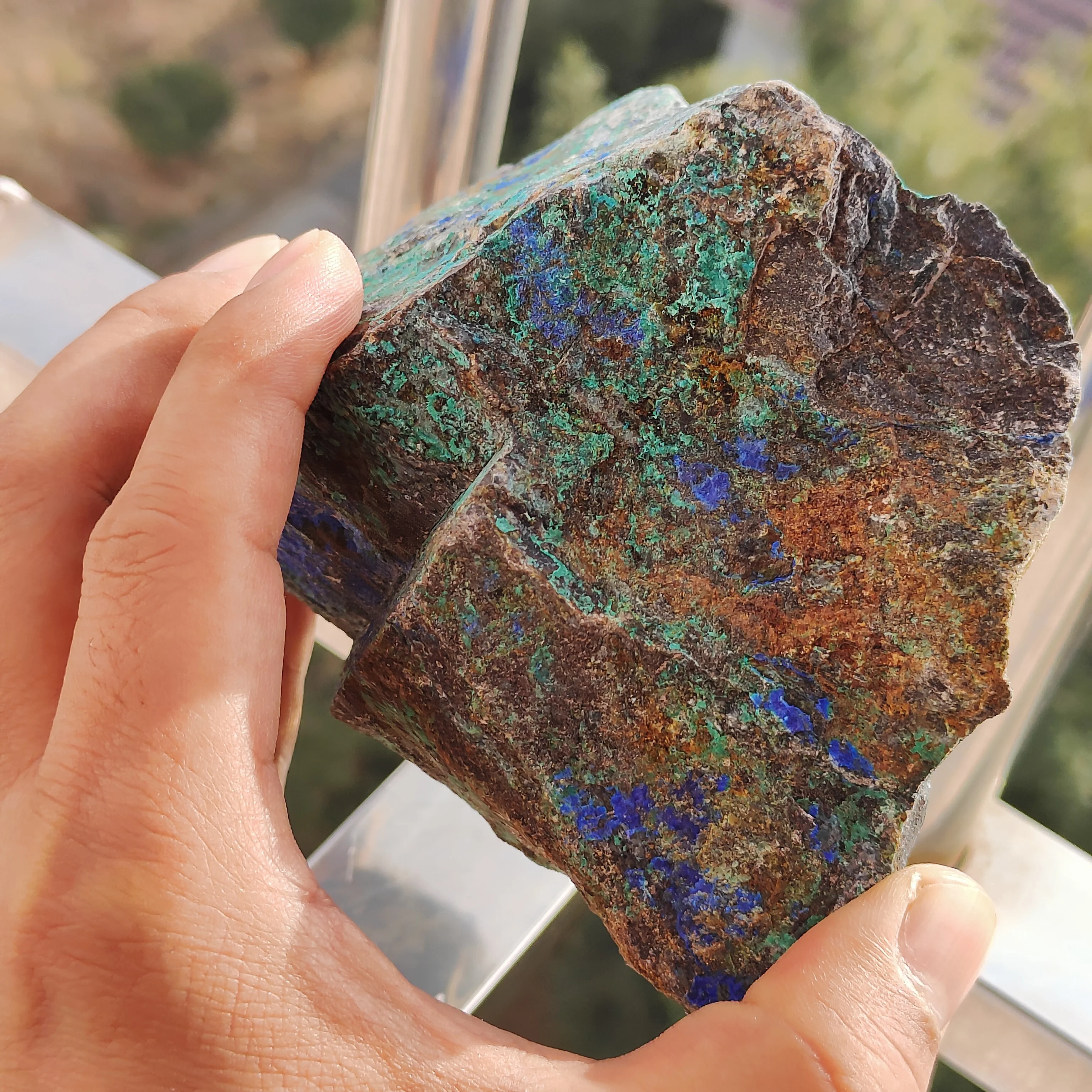 1.2kg 1pcs Natural beautiful Geode Azurite and Malachite symbiotic mineral specimen crystal Stones and crystals Healing crystal 6