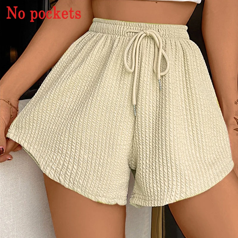 Pantalones cortos deportivos para mujer, Shorts femeninos de estilo fino, holgados e informales, de pierna de cintura alta, _ - AliExpress Mobile