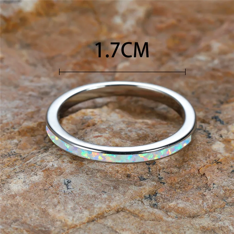 Female Charm White Fire Opal Stone Rings Silver Color Wedding Jewelry For Women