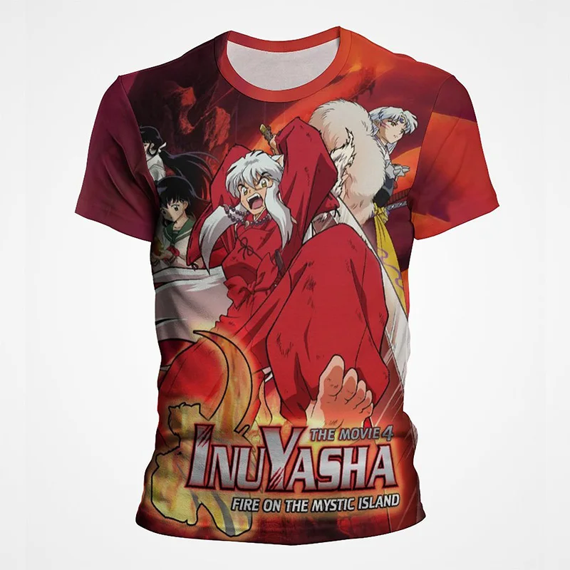 

3D Inuyasha Printde Pop Men T Shirt Anime Graphic Tee Shirts Kids Fashion Short Sleeves Women Romantic Casual Tops Harajuku Tees