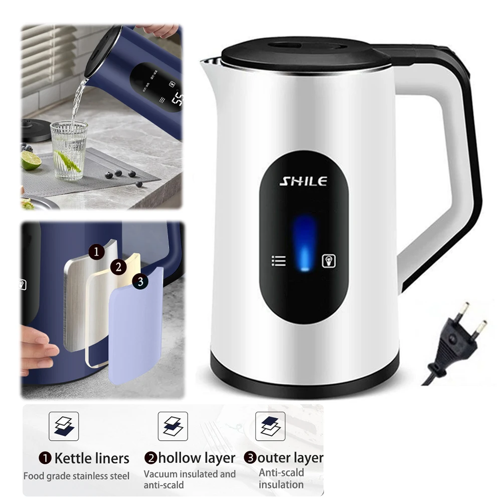 Stainless Steel Electric Tea Kettle 1500W Fast Boil Hot Water Boiler