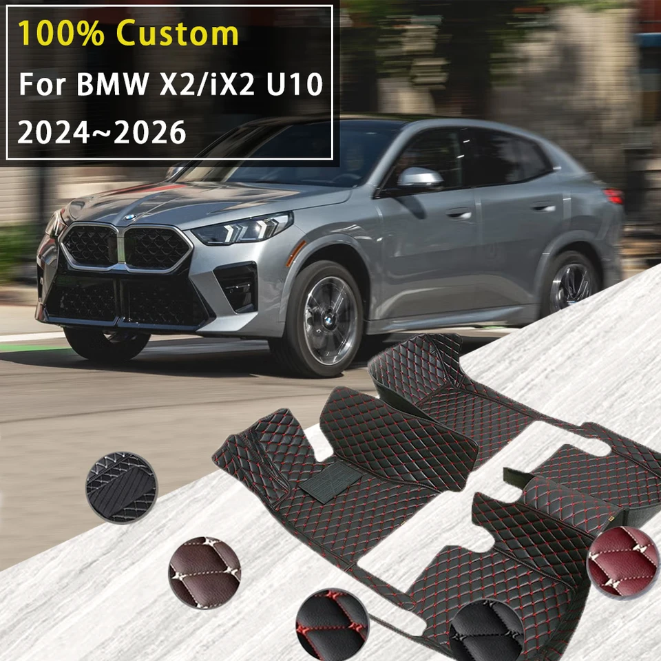 Tappetini Cucitura Rosso Blu Tappetini Auto In Velluto Per BMW X2 U10 SDrive 12/2023- Doppia Cucitura Rosso/blu, Antiscivolo, Impermeabili E Su Misura Tappetini Tuning-art Per X2 U10 SDrive