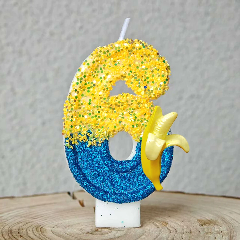 Gelbe Bananenmann Kerze Nummer 0-9 Geburtstagstorte Kerze Dekoration Bananenmann Geburtstagsparty Tortenaufsatz Babyparty Dekor Geschenk – Detail 7