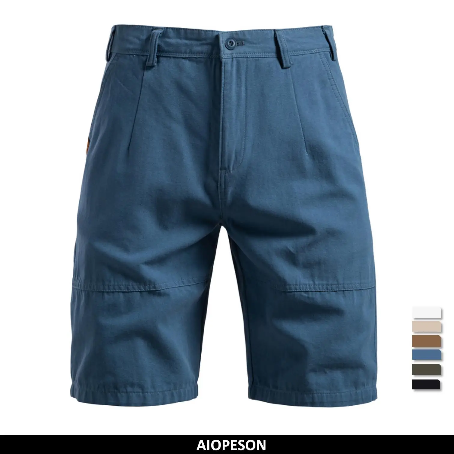 ‌AIOPESON Men's 5-Inch Casual Shorts 100% Cotton Solid Elastic Waist Summer Comfy Beach Business Social Multi Colors