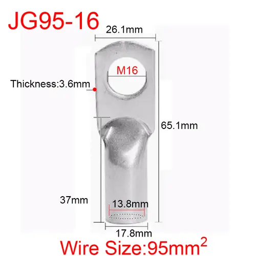 JG6/10/16/25/35/50/70/95/120-300 Marine Copper Screw Hole Electric Wire Cable Ring Tubular Cord End Lug Connector Crimp Terminal - Image 11