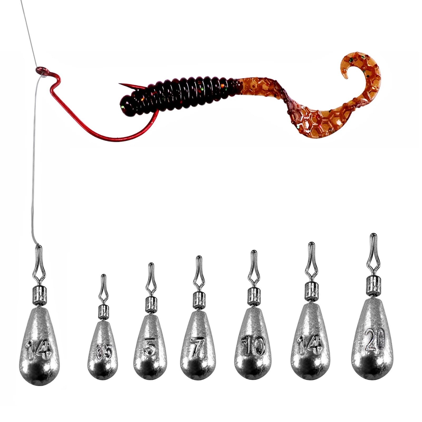 10PCSLot360DegreeRotatableTearDropShotWeightLeadSinkerforBassCarpFishingTackle.jpg