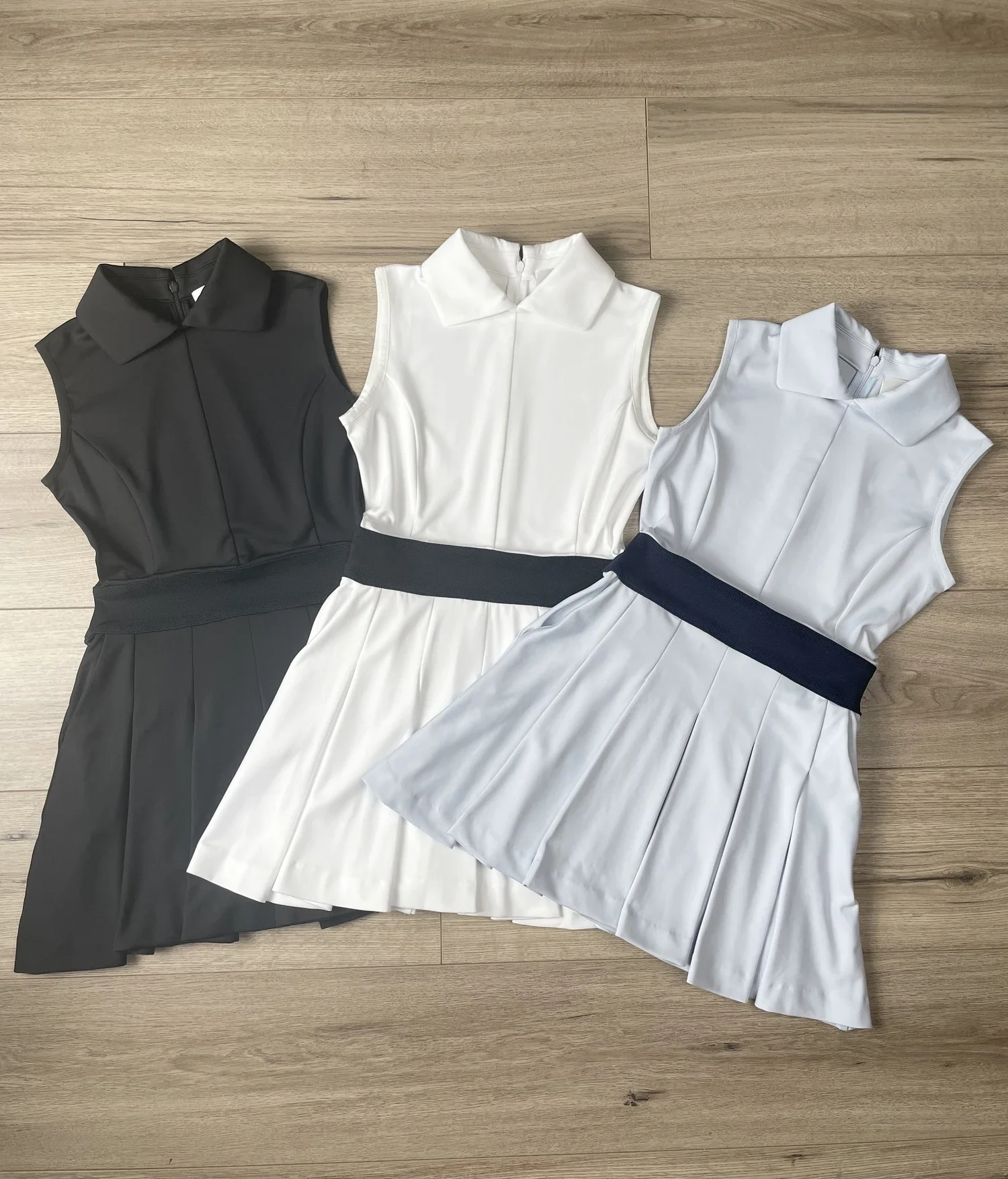 

Spring Summer Korean Women's Golf Costume Big Polo Collar High Waist Sleeveless Tank Top Wrapped Waist Dress Short Skirt