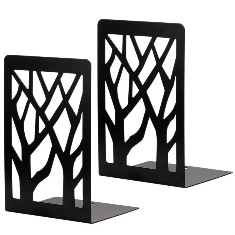 1pair black Fasmov Eiffel Tower Nonskid Bookends Art Bookend Tree shadow stand students store desktop bookshelves retro simple