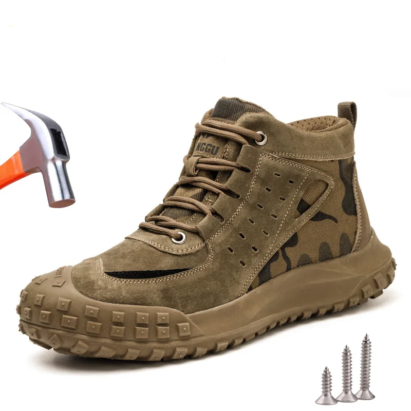 

YUPINJIA men's safety boots are anti impact, anti puncture, steel toe, wear-resistant, and protective work shoes