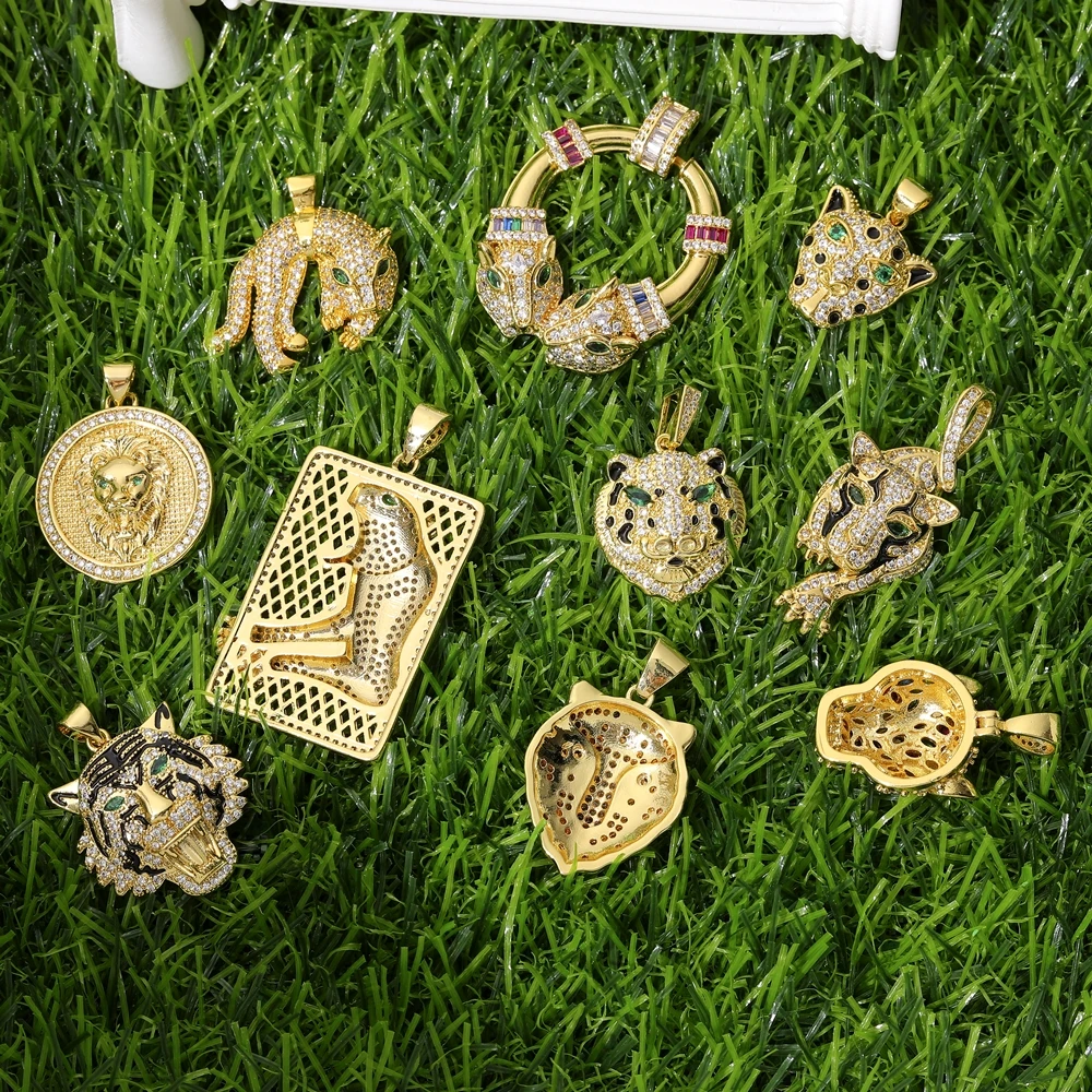 Juya handgefertigte Micro-Pavé-Zirkon-Anhänger mit 18 Karat vergoldeten Tiermotiven (Panther, Löwe, Leopard) für DIY-Schmuckherstellung für Frauen, luxuriöser Anhänger. – Detail 8
