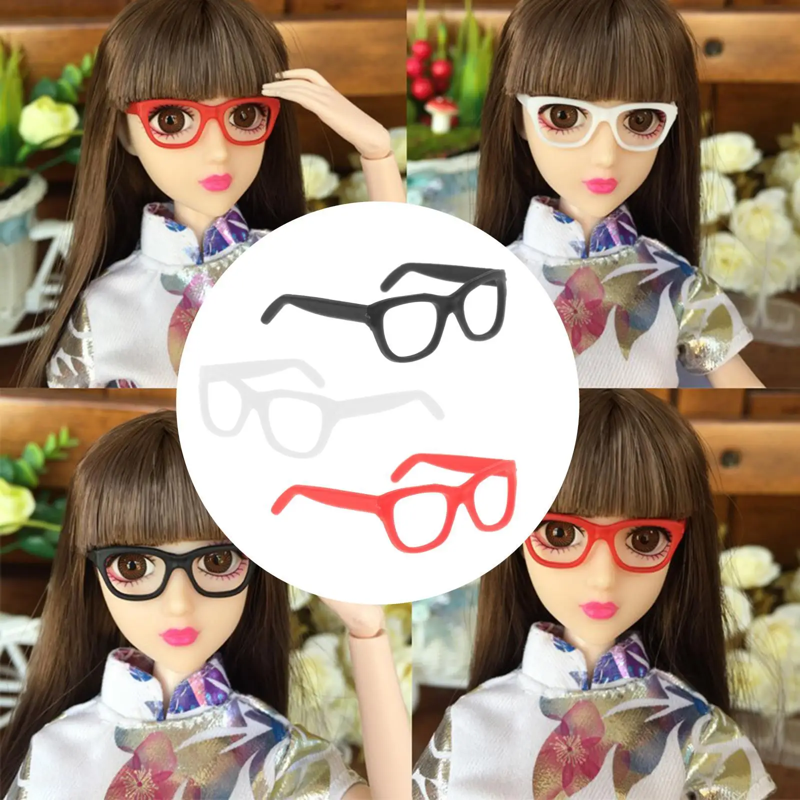 1/6 Miniature Doll Glasses Photo Props Sunglasses Gift Fashion Cute Children Toys Lensless Mini Plastic Glasses High Dolls doll eyewear accessories doll accessories