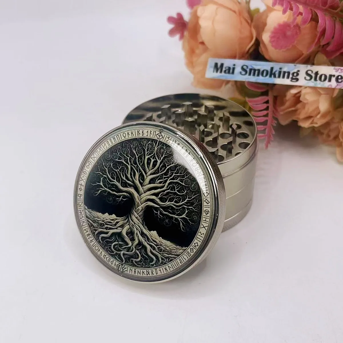 50/63mm Life Tree Herb Grinder 4-layer Manual Spice Pepper Mill Mortar Raw Grass Tobacco Grinder Smoking Cigarette Accessories 2