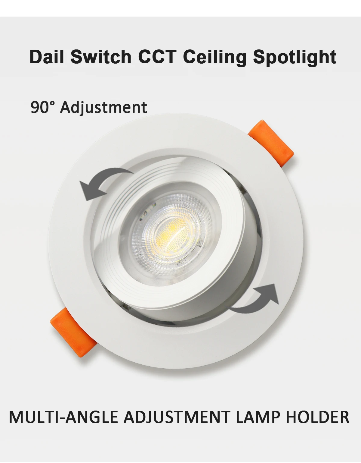 Description Picture 3 of item5pcs Tri color dimming embedded LED ceiling spotlights AC 220V 110V Adjustable angle Downlight 7W 770lm for home decoration