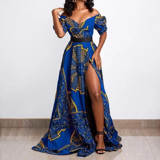 Seun Off Shoulder Ankara Dress - Image 2