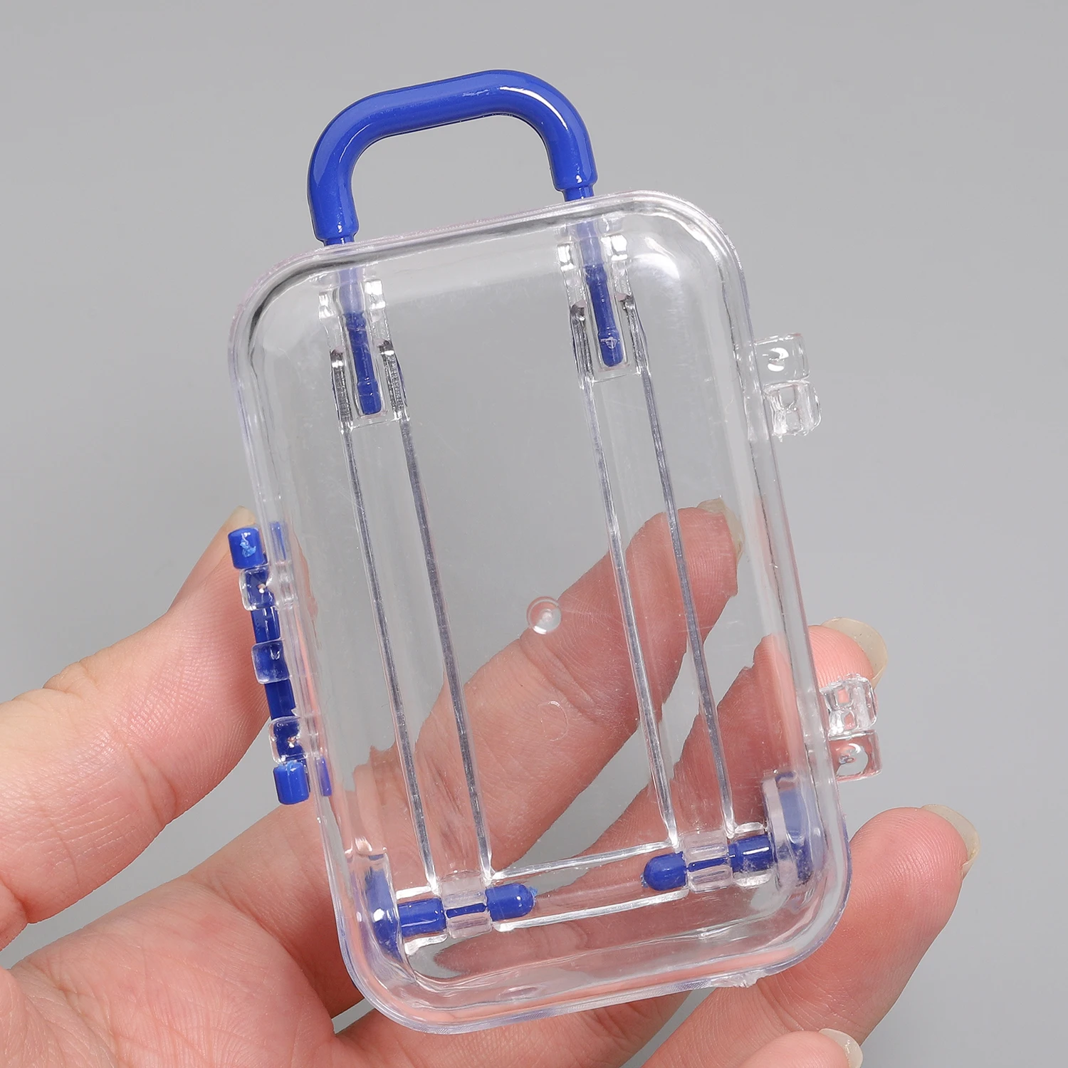 7x5cm Transparent Mini Suitcase Trolley Luggage Candy Packaging Box Handbag Model Earrings Necklace Ring Gift Display Box 1Pcs