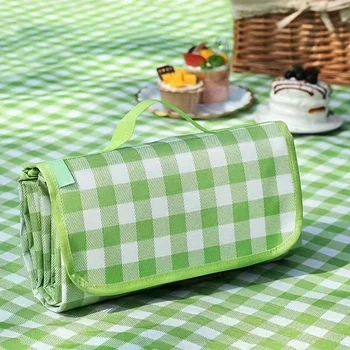 Grid Picnic Mat Outdoor Family Gatherings Lawn Beach Foldable Convenient Carrying Moisture-proof Picnic Mat Birthdays Parties