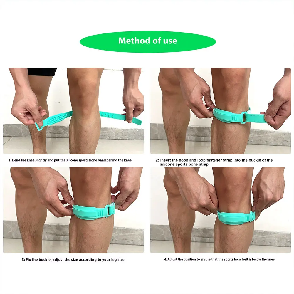 1-2PCS Silicone Patella Tendon Knee Strap Adjustable Fixed Protection Patellar Ring Knee Sports Support Band for Running Cycling