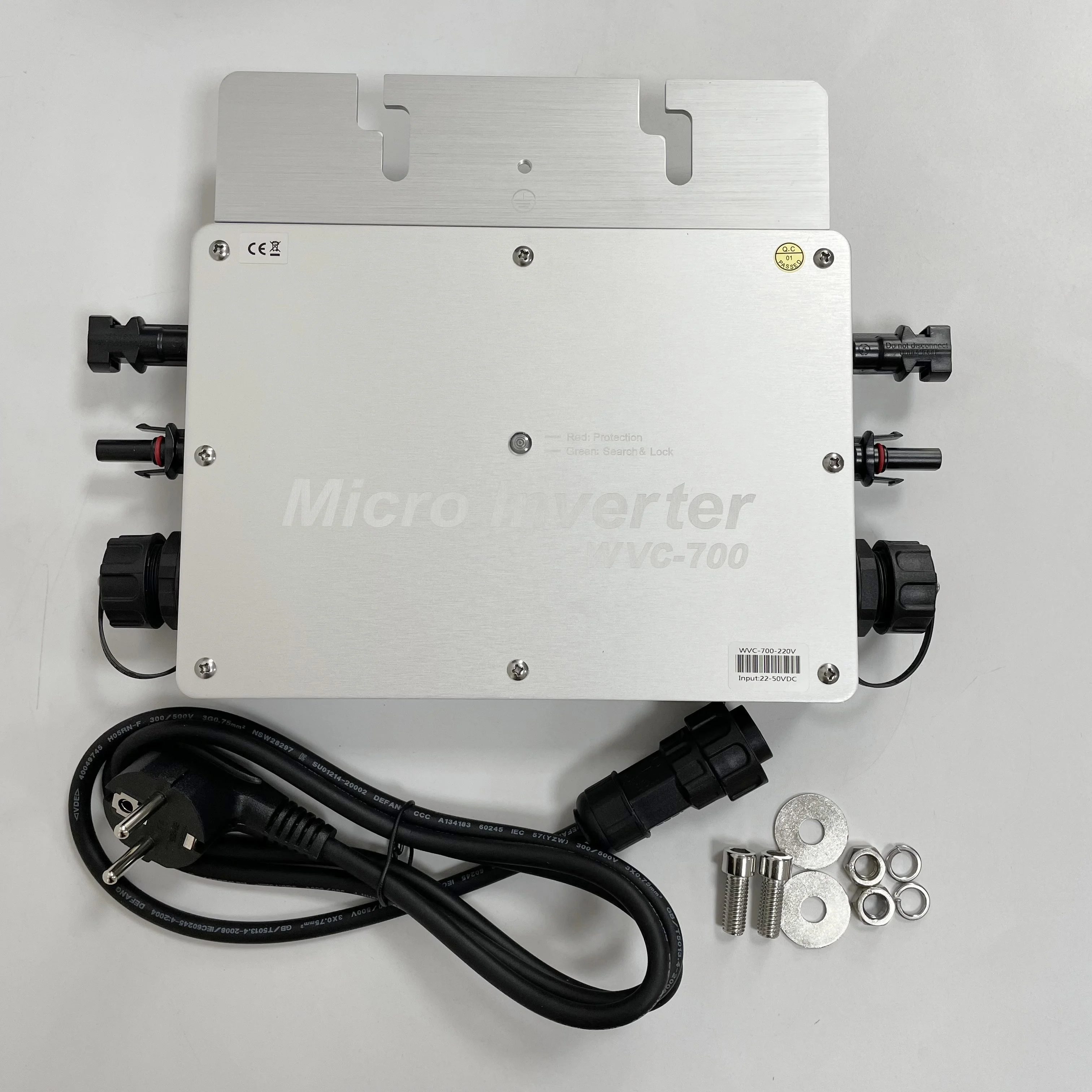 Impermeabile Ip65 Mppt Solar Grid Tie Micro Inveter Microinverter Wvc-700 700W Ac 220V 230V Uscita Con Spina Europea