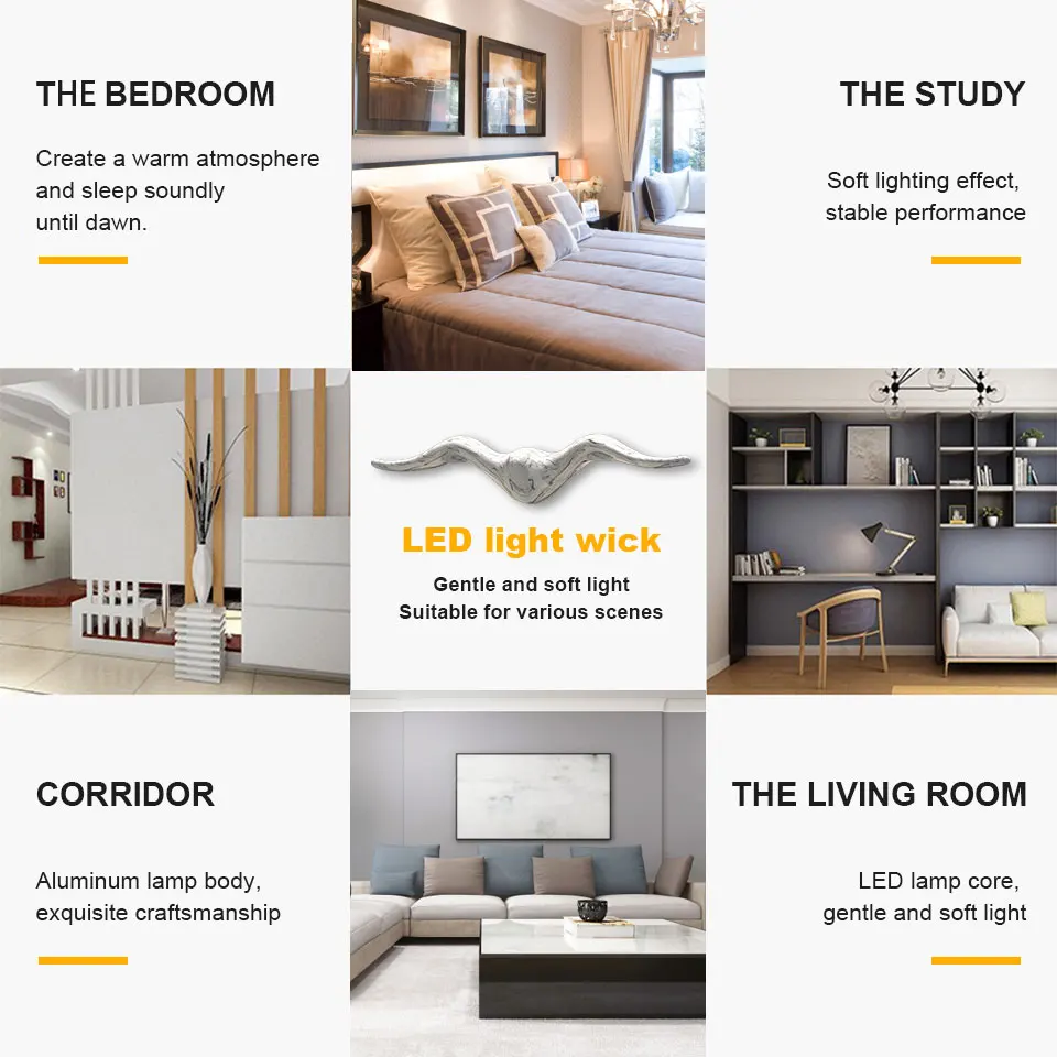 LED Wall Light Aluminium Wing Shaped Indoor Outdoor AC85-265V Waterproof Nordic Lamp Led Lights For Home Garden Bedroom Corridor