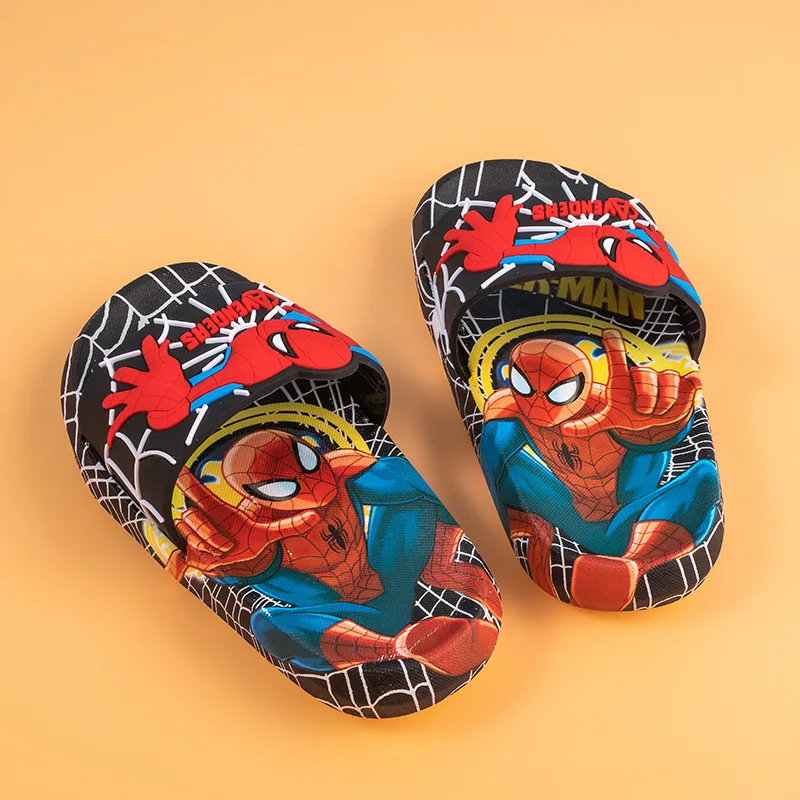 Disney Kids Slippers for Boys Summer Beach Indoor Cartoon Spiderman Home Non-Slip Garden Shoes kids slippers