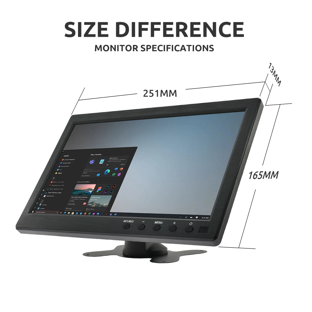 Car Display Monitor Car Rear View Camera LCD Display 10.1" LCD HD Monitor Mini TV & Computer Speaker HDMI VGA Car Backup Camera & Home Security