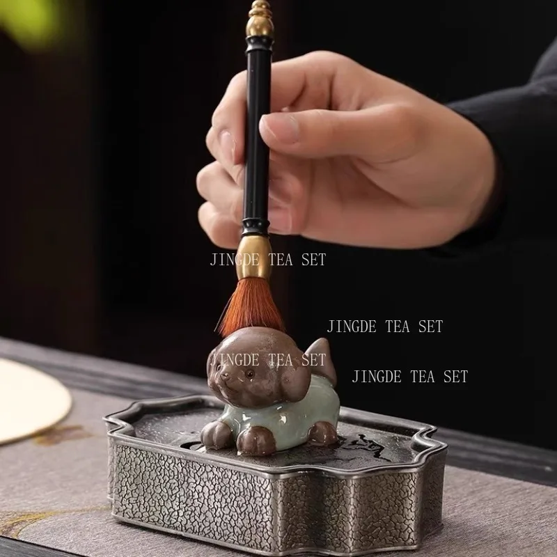 Cute Puppy Attracts Wealth and Tea Pets Home Desktop Tea Play Accessories Mini Ge Kiln Crafts Tea Ceremony Accessories