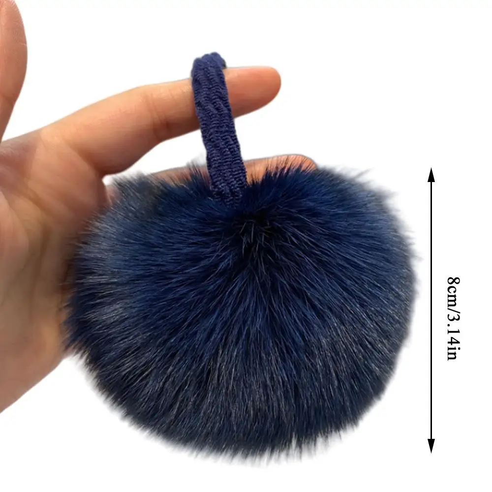 1pcs Fox Fur Pompom Hair Rope Ponytail Hair Holder Women Fashion Headdress Hair Bands DIY Girls Gift Fur Ball Hair Accessories