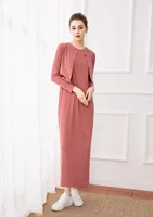 2023 fashion summer woman clothes cardigan and near Ankle Length long dress nature fiber brand  ribbing fabric clothing - Image 6