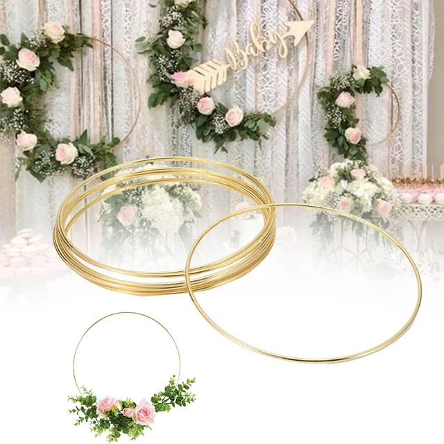 Hoop Wreath 40cm Metal Hoop Floral Wreath Floral Metal Ring Gold