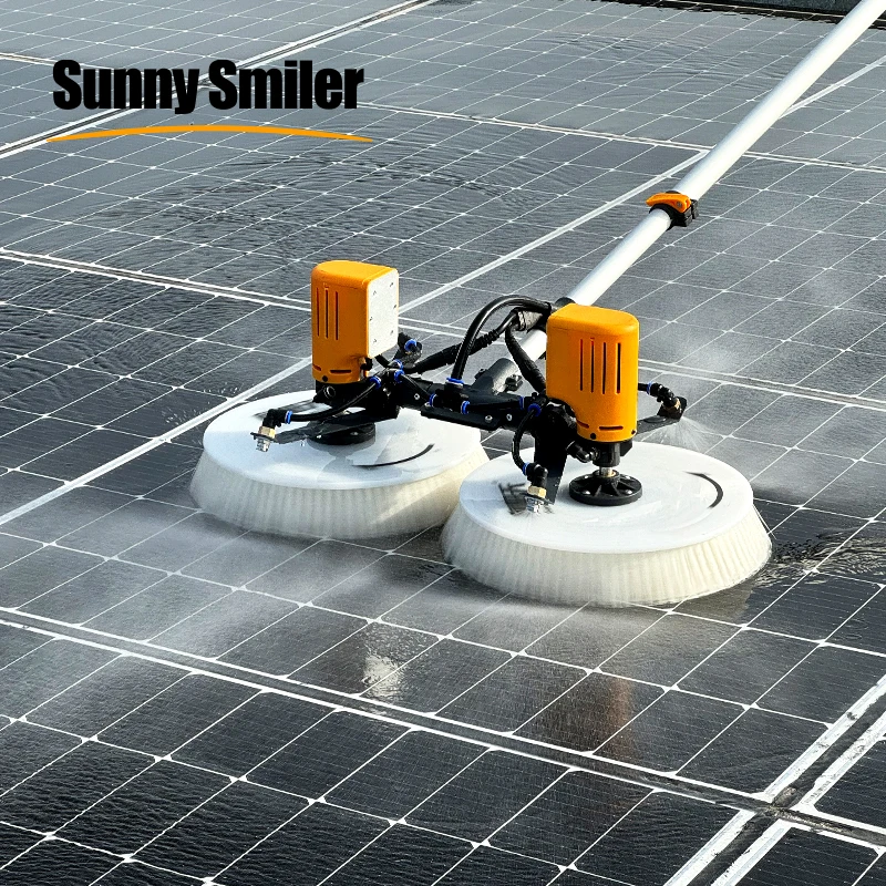 solar panel cleaning double-headed electric brush PV equipment photovoltaic clean machine kit complete system