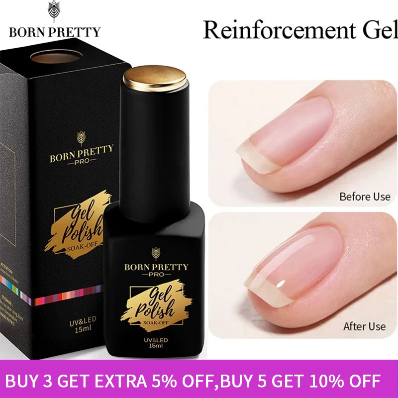 

BORN PRETTY Pro 15ml Reinforcement Gel Nail Polish Self Leveling Nail Strengthen Base Top Coat Soak Off Nail Art Function Gel