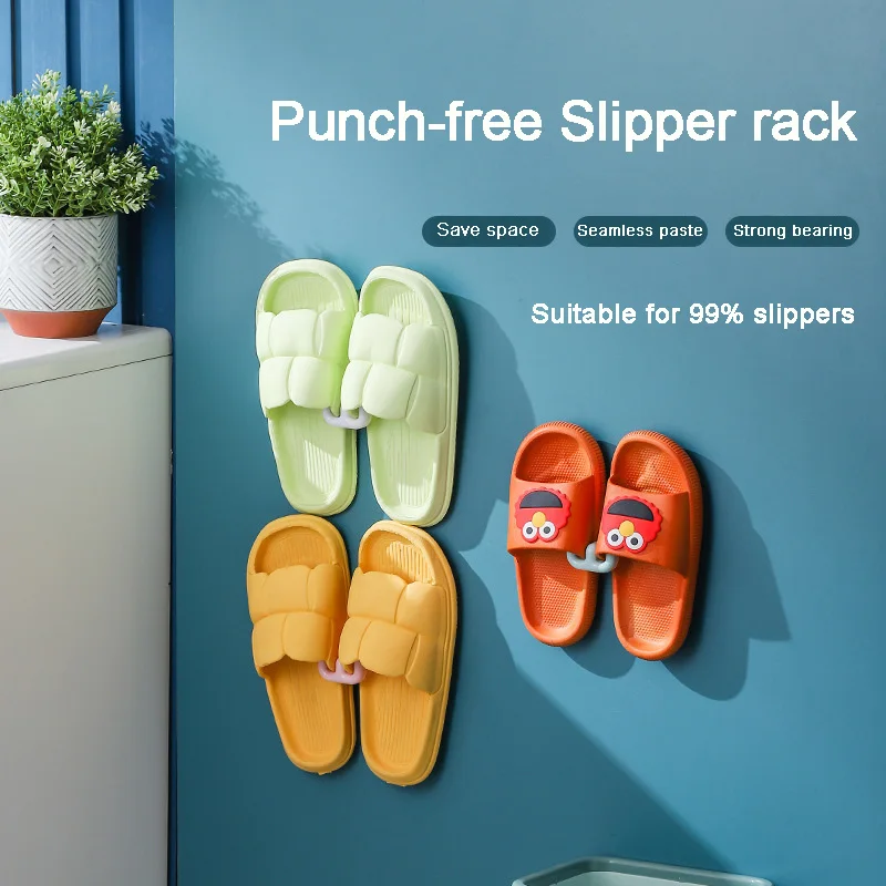 Slipper Rack Self-adhesive Bathroom Simple Slipper Hook Toilet Drainage Rack Wall Mounted Bedroom Storage Hook Shoe Drying Shoe Rack
