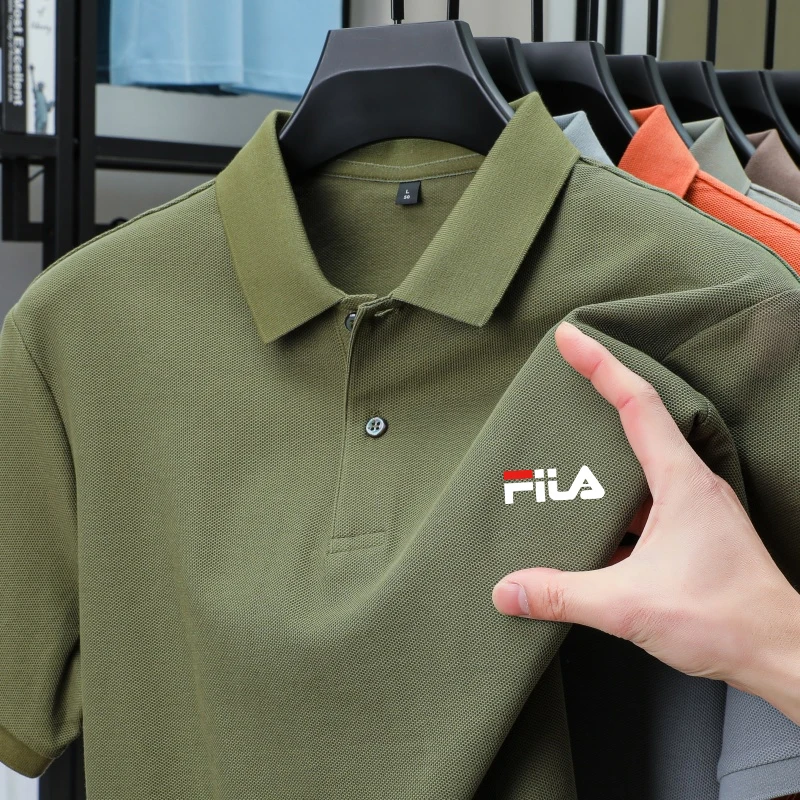 Polo da uomo - Camicia stampata con un singolo bottone per un look casual-business estivo, traspirante per l'esercizio fisico. - immagine 5
