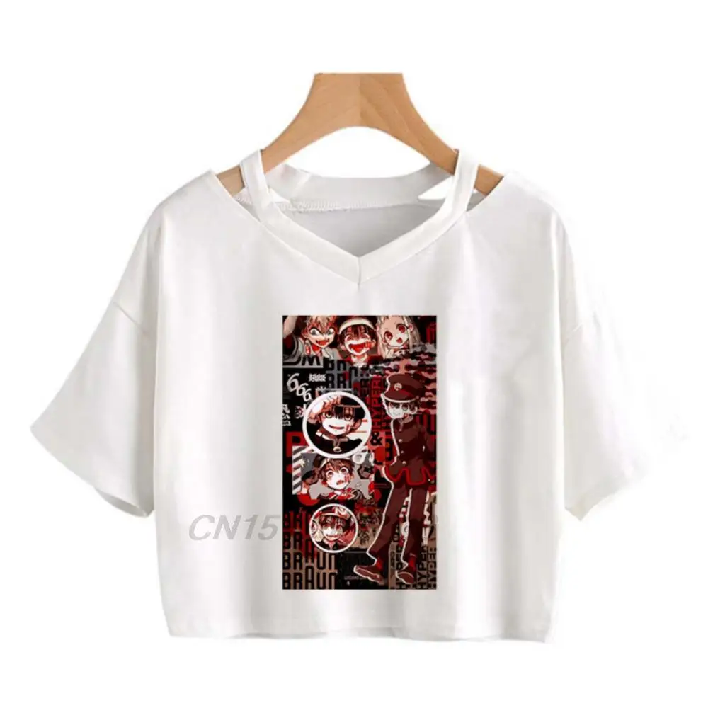 

Toilet Bound Hanako Kun Women Anime Printed Crop Tops Pogue Life Outer Banks Retro Graphic T-shirts Female Chainsaw Man Blouses