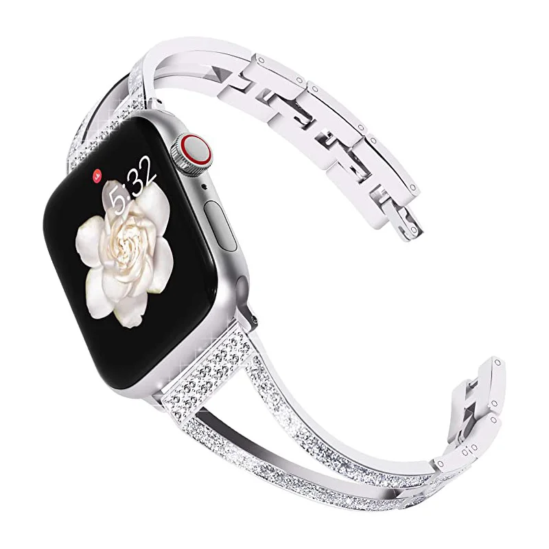 Metal Strap For Apple Watch Ultra 49mm 8 7 45mm 41mm Stainless steel Diamond hollow bracelet Band iWatch 6 5 4 SE 44mm 42mm 40mm
