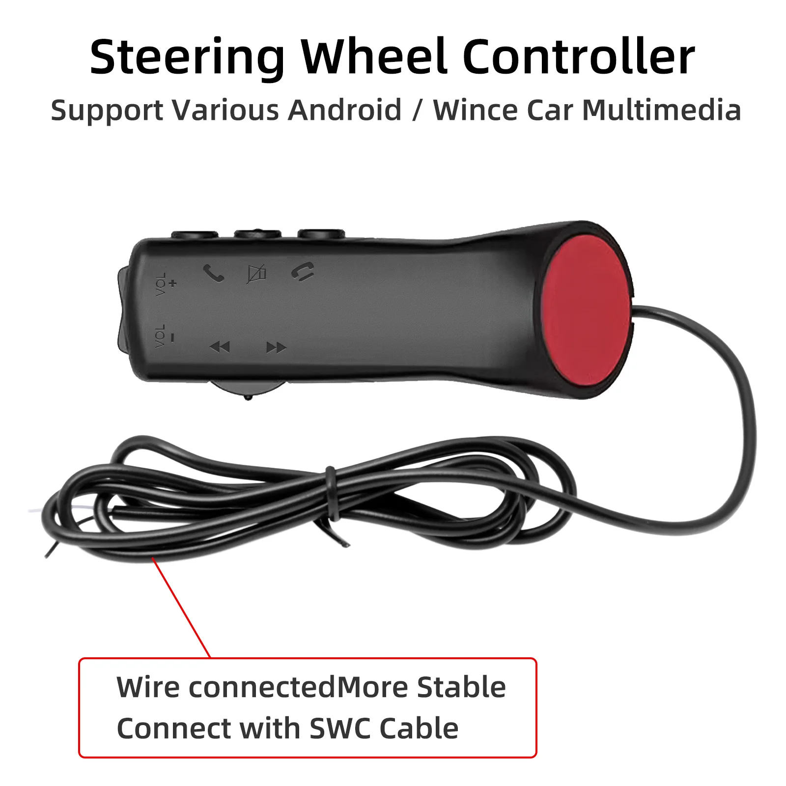 Steering Wheel Remote Control Universal Car Steering Wheel Buttons Multi-functional Remote Controller Car Audio GPS Navigation DVD Android Wired Control 7-Key