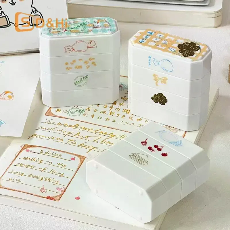 신뢰할 수 있는 3종 스탬프 세트, 저널, 카드, 선물 포장에 적합 - 애프터눈 티 시리즈, 레이어드 감광 디자인