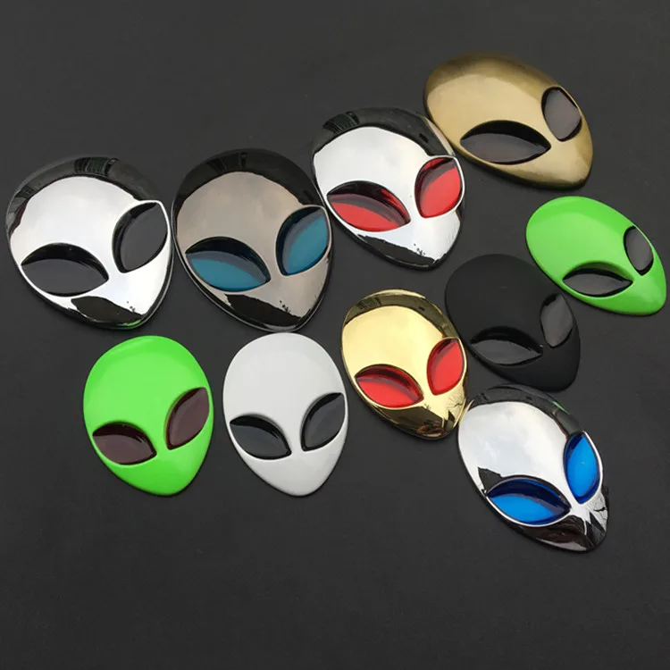 

1 PCS Metal 3D Alienware Alien Head Auto Logo Sticker Vinyl Badge Emblem Motorcycle Car Head Cover Sticker Car Body Accessories