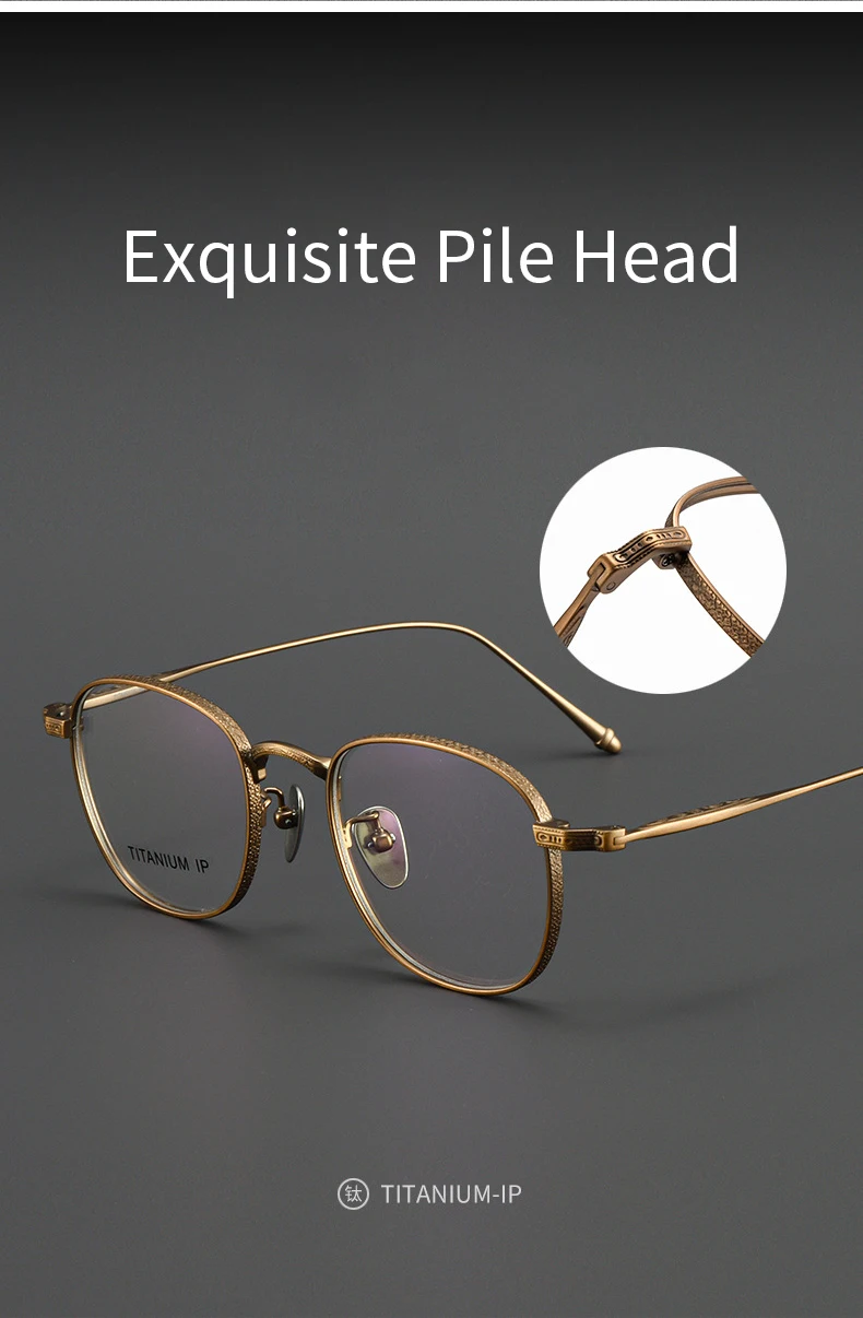 Xbora Trendy Reines Titan Brillengestell Männer und Frauen Retro Ovale Brillen Optische Myopie M3090 – Detail 2
