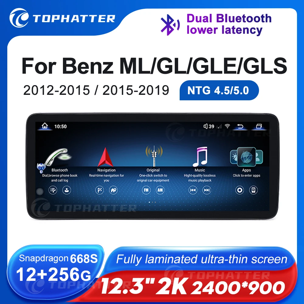 12.3 2K Car Stereo For Mercedes Benz ML GL GLE GLS W166 X166 CarPlay Android Auto Multimedia Player 668S Head Unit Screen 360 Cam Car Stereo Touch Screen Display Car Display Monitor Display Video Carplay Adapter