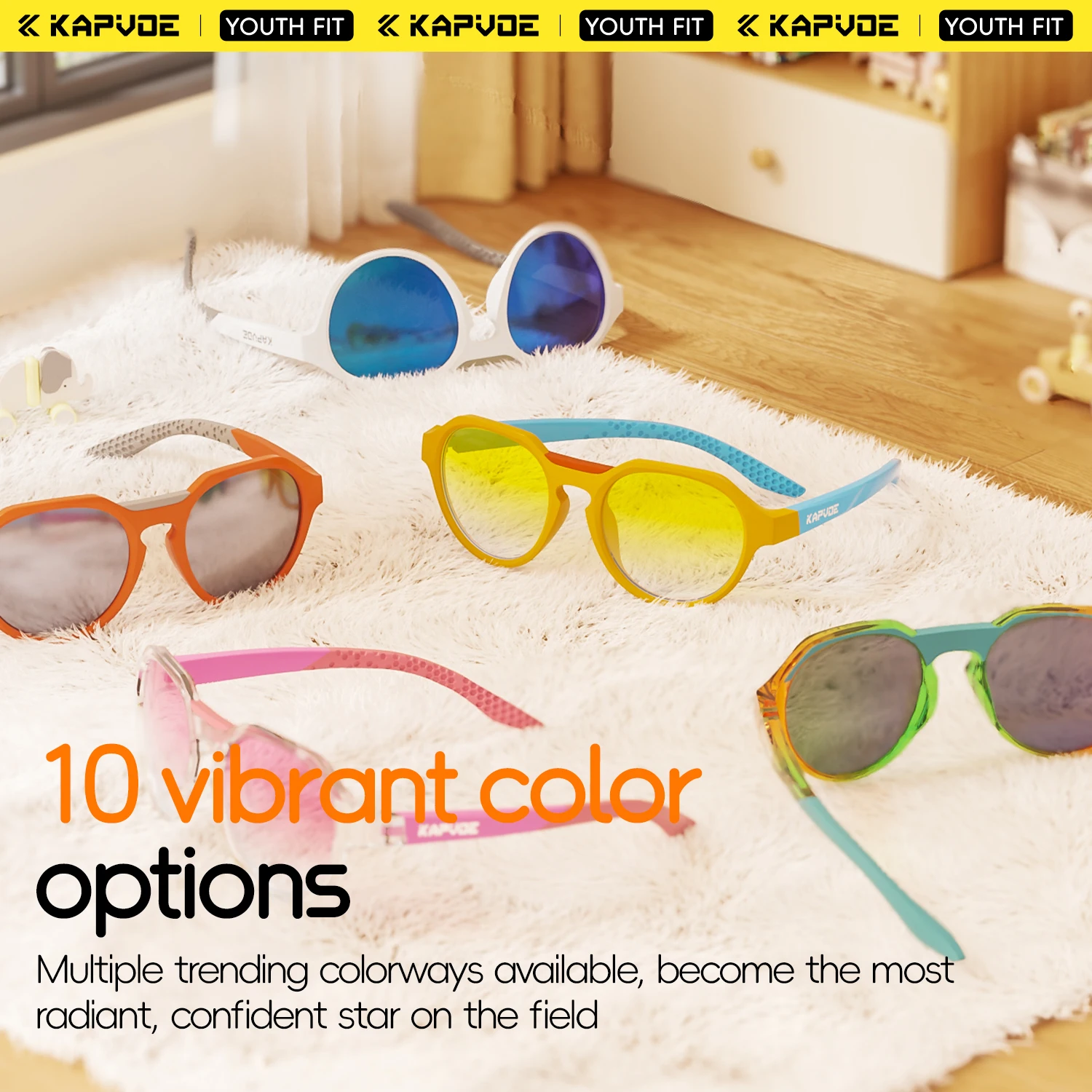 Kapvoe Kids Cycling Glasses Sports Aged 8-15 Baseball Running Children UV400 Sports Sunglasses Riding Bicycle Glasses Bike